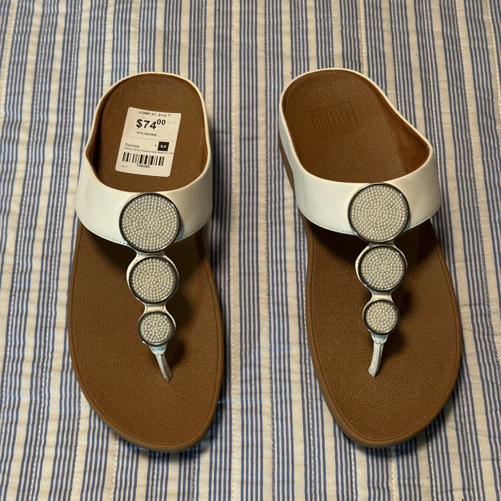 NWT FitFlop White and Brown Sandals - Picture 2 of 5